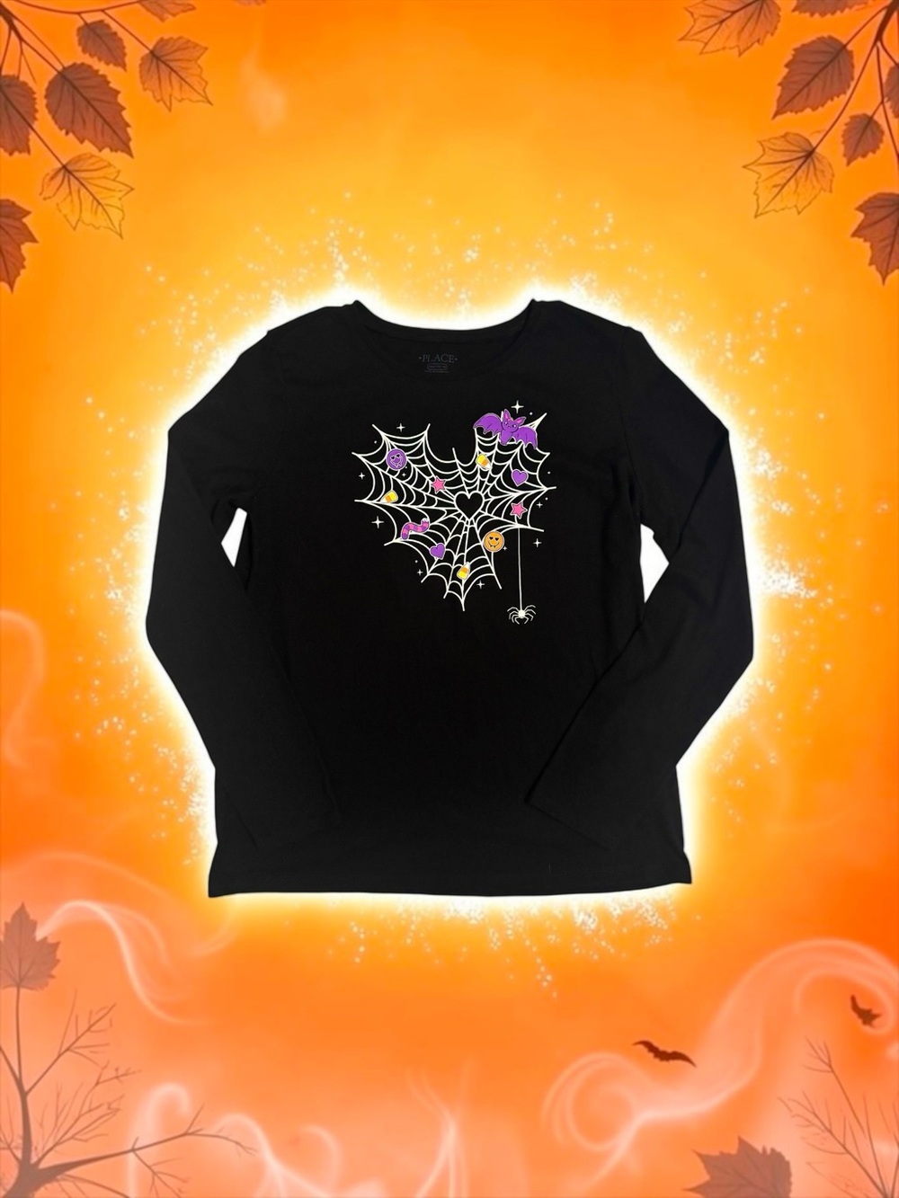 The Children’s Place Halloween Bat & Web Girls Tee Black Size 16 XXL (16)